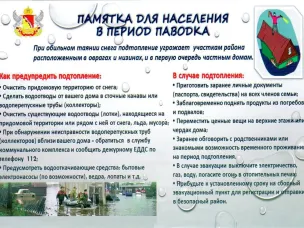 Памятка для населения в период паводка